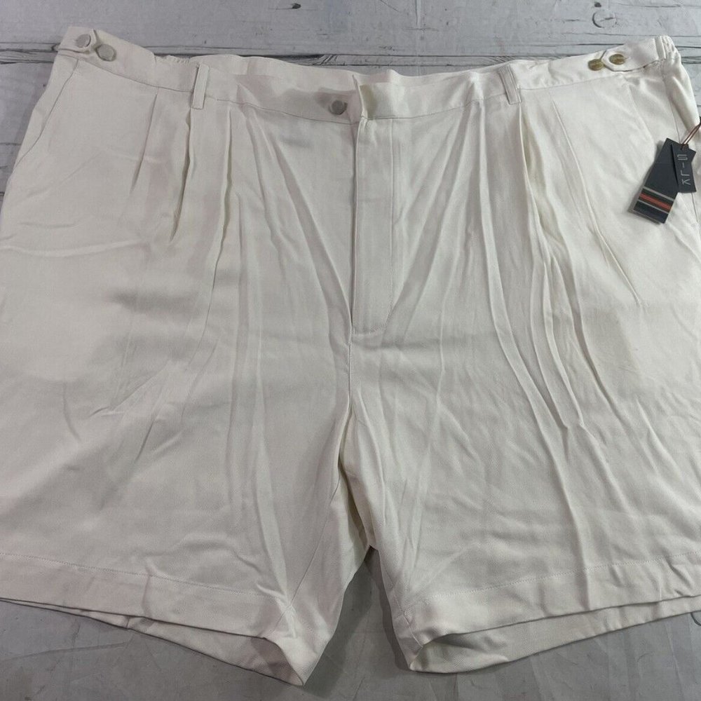 Vintage 90's Axis LA Ivory Cream Pleated 100% Silk Shorts Mens Size 59 NWT